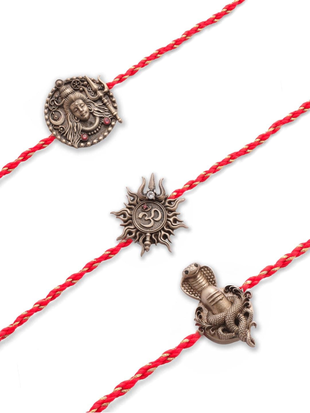 Cosa Nostraa Set of 3 Mahadev Blessings Premium Convertible Button Cover Rakhi for Brother