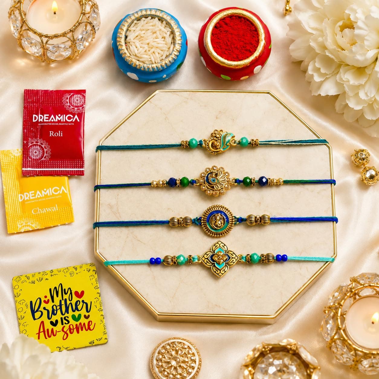 Dreamica Set of 4 Designer Rakhi for Brother