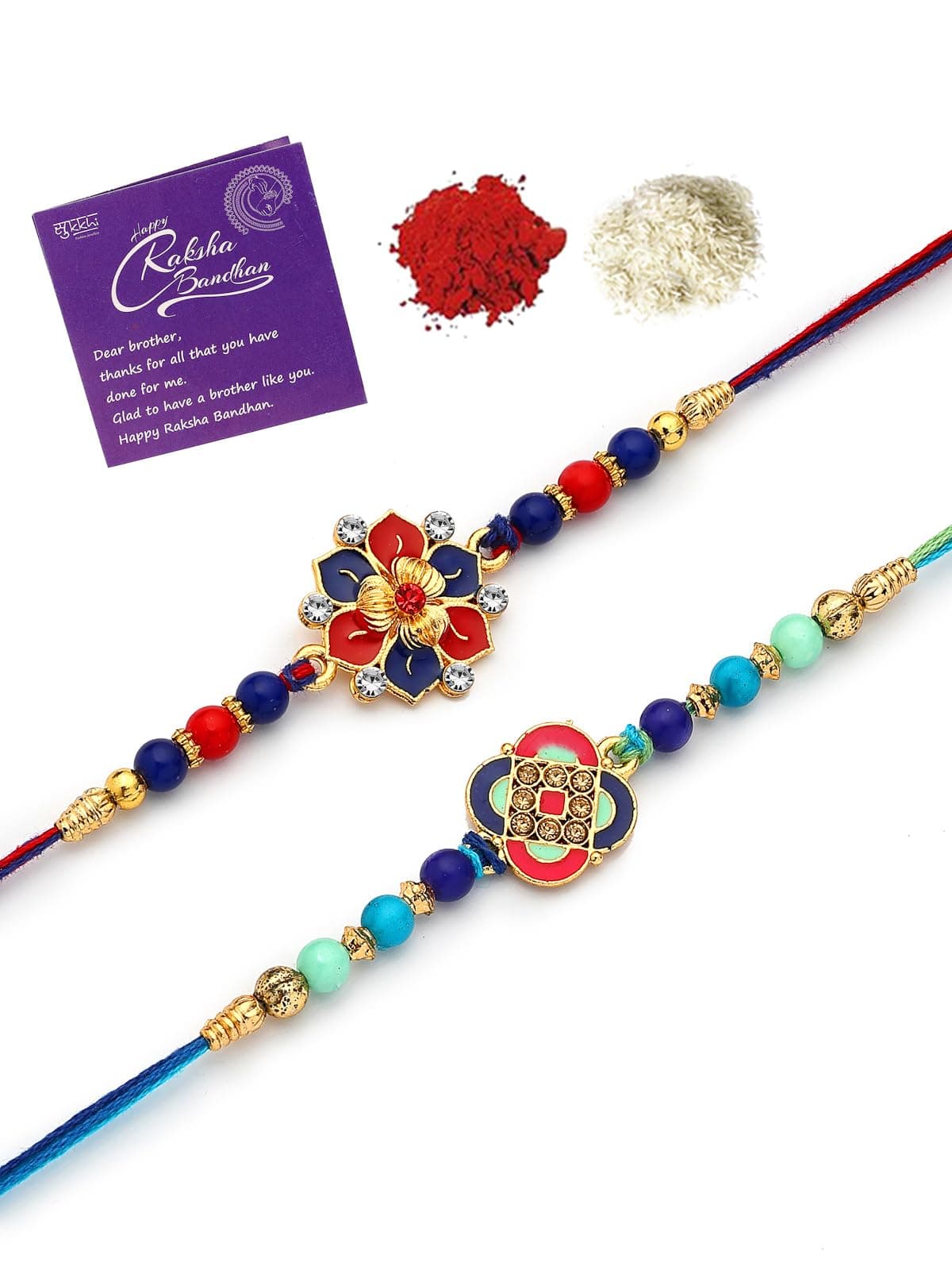 Sukkhi Rakhi Iconic Designer Kundan Meenakari Red Green Gold Plated Premium