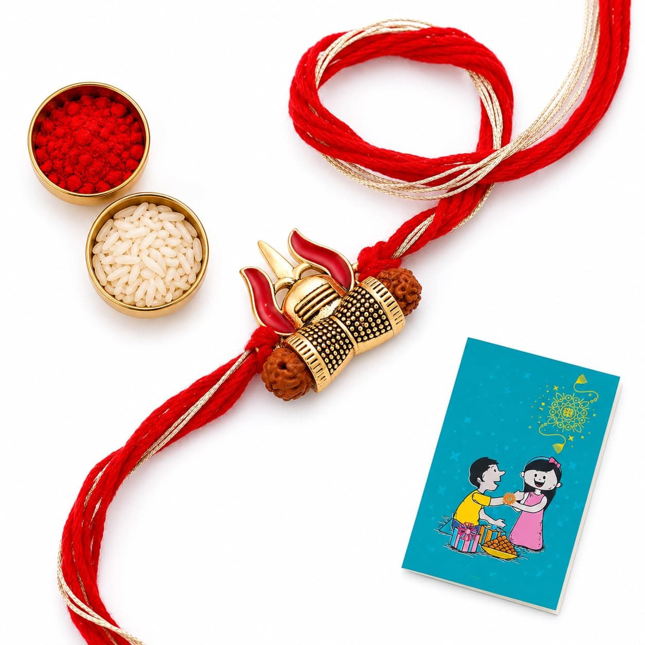 Kaameri Bazaar Spiritual Rudraksh Trishul Rakhi for Brother