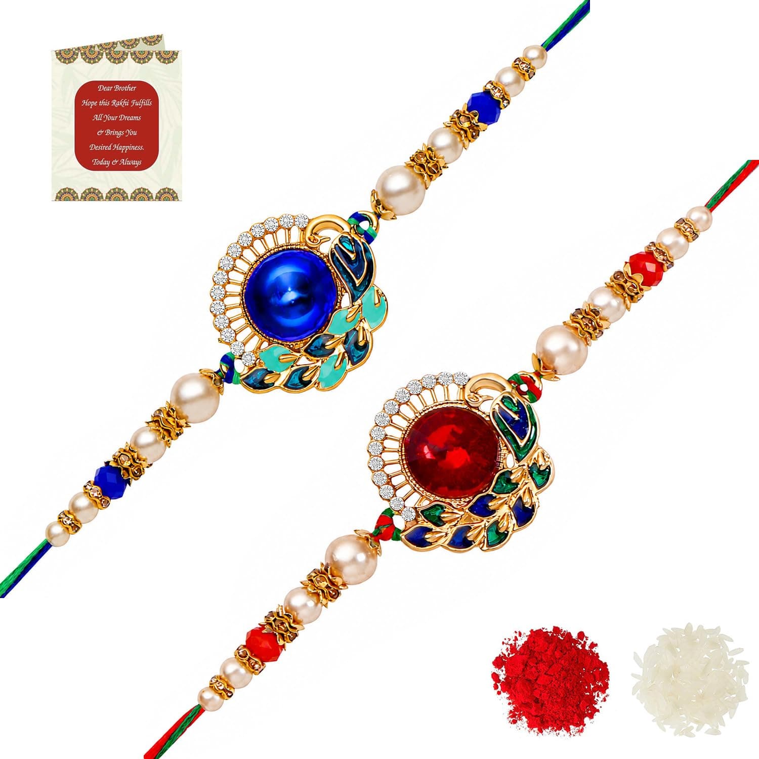 Riddhika Ventures Stylish Kundan and AD Ring Rakhi