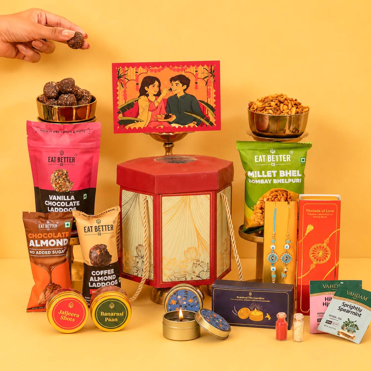 Pyaar Ka Pitara 14-Item Rakhi Gift Hamper for Brother and Bhabhi