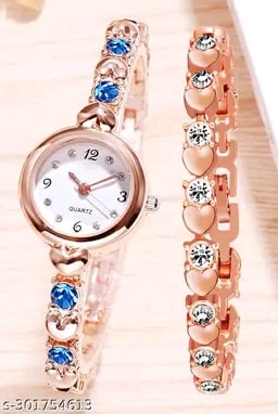 Analogue Causal Girls Womens Rose Gold Blue Diamod