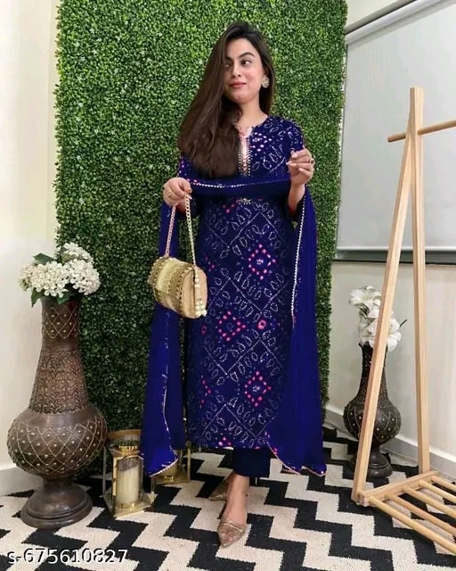 Kurti Pant Dupatta Set For Women's